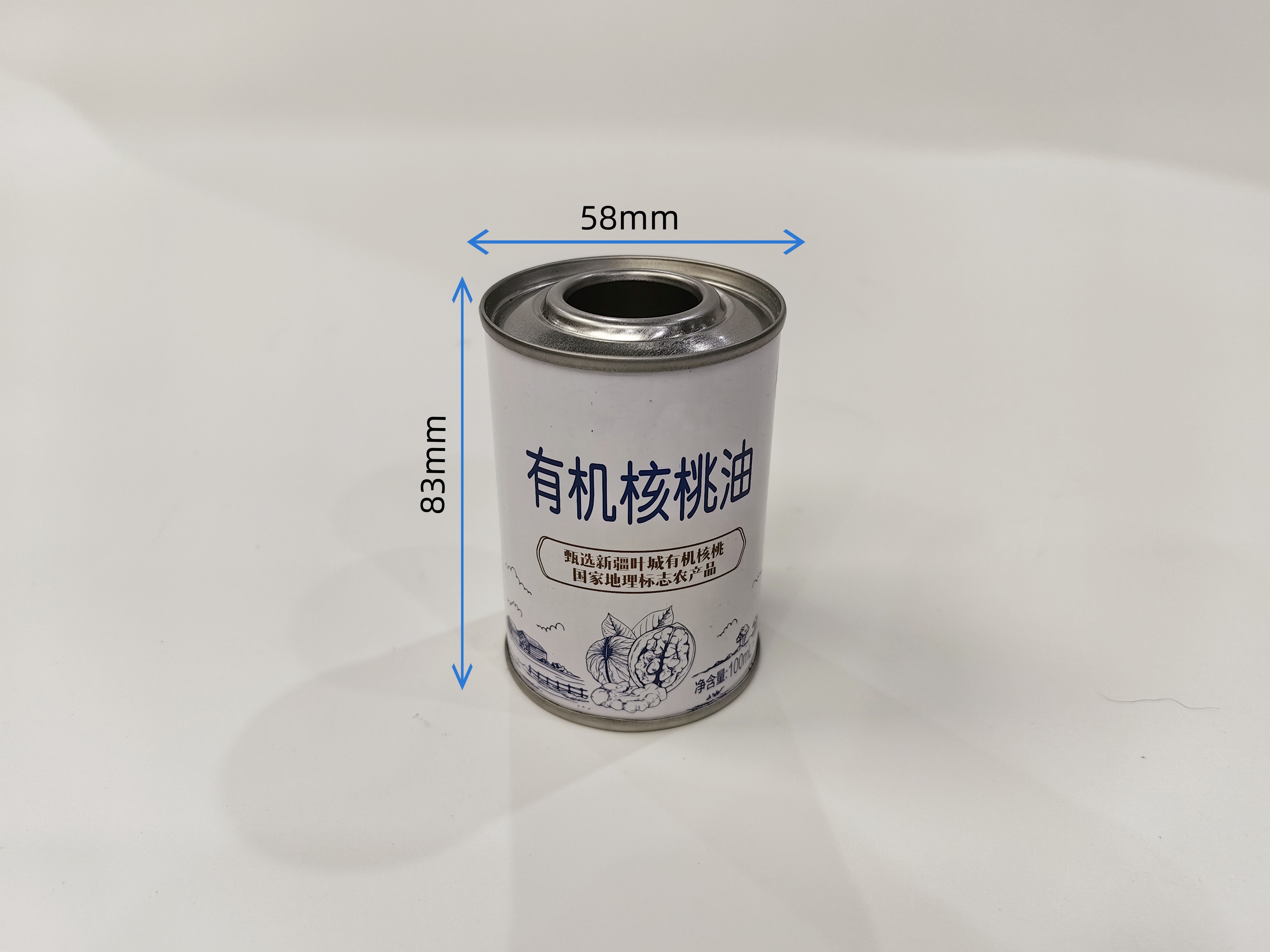 100毫升有機核桃油鐵罐 核桃油小圓罐 